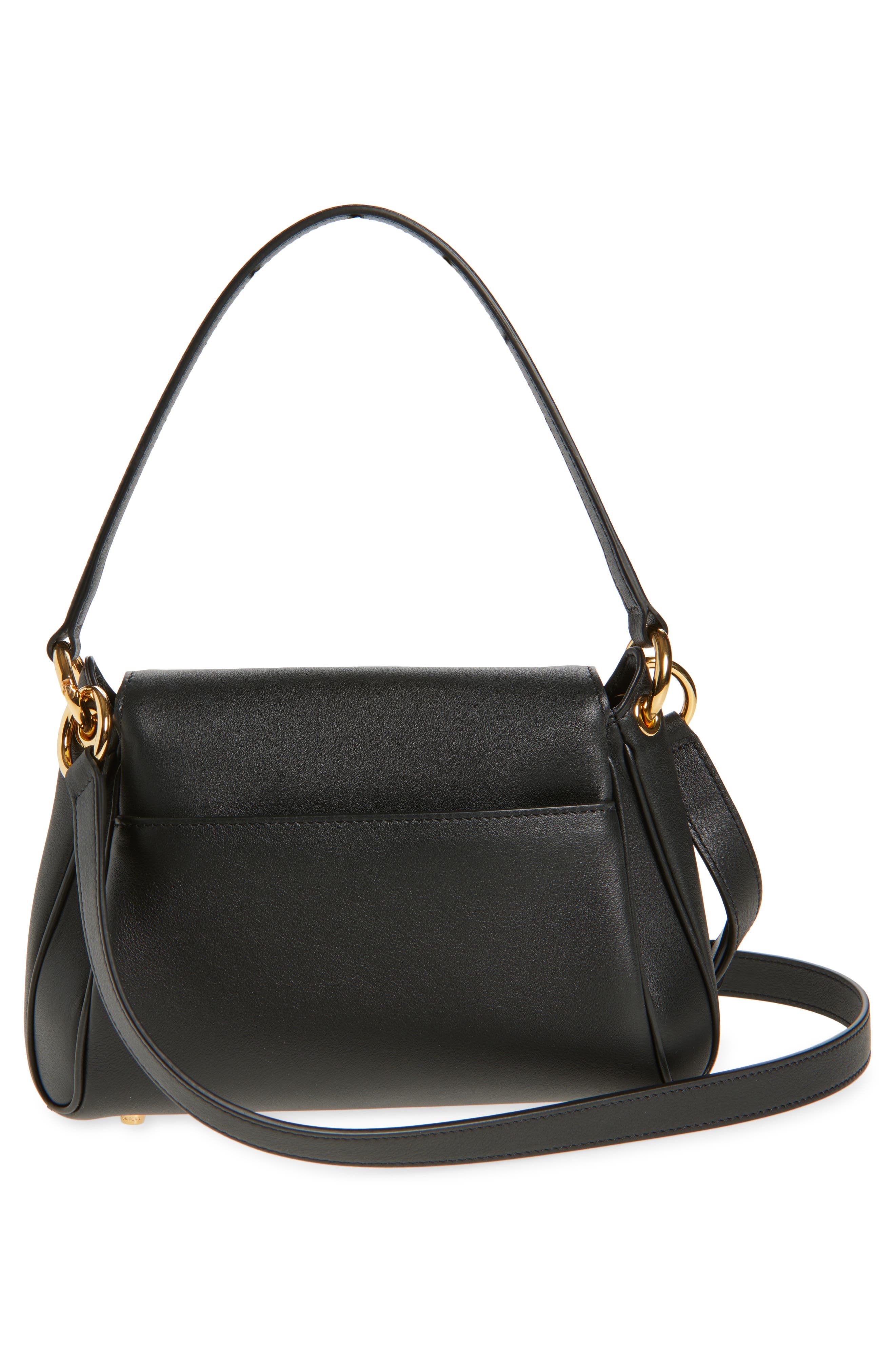 TOM FORD Small Tara Leather Shoulder Bag, Alternate, color, Black