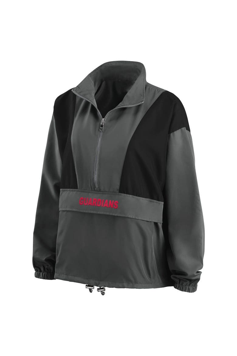 Women's WEAR by Erin Andrews Charcoal Cleveland Guardians Packable Half-Zip Jacket, Alternate, color, Charcoal