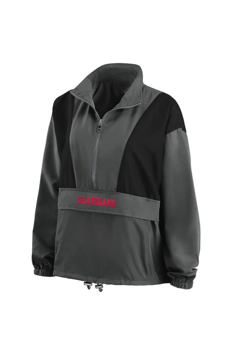 WEAR by Erin Andrews Women's WEAR by Erin Andrews Charcoal Cleveland Guardians Packable Half-Zip Jacket, Alternate, color, Charcoal