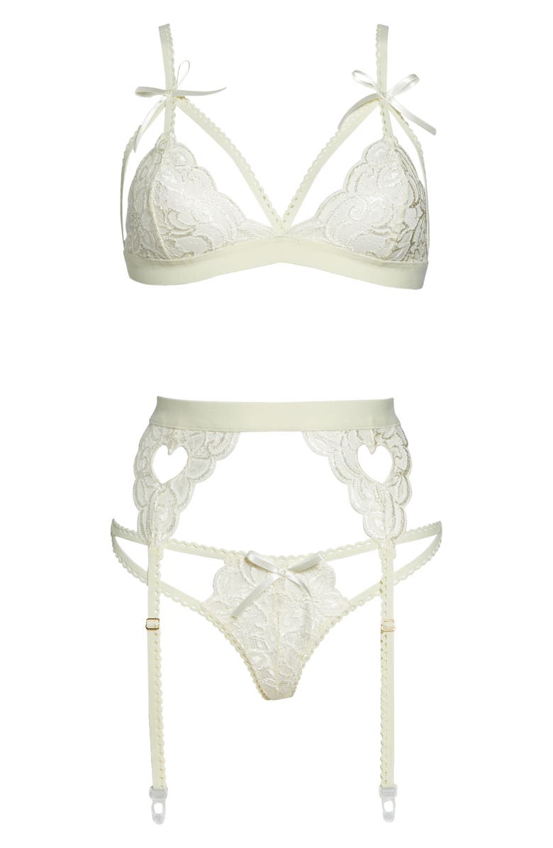 Mapale Lace Bralette, Garter Belt & Thong, Alternate, color, 