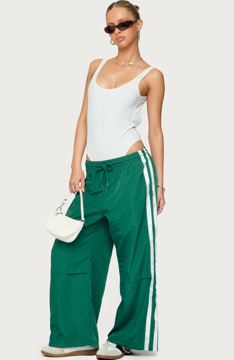 EDIKTED Petite Fauna Relaxed Fit Track Pants, Alternate, color, Green