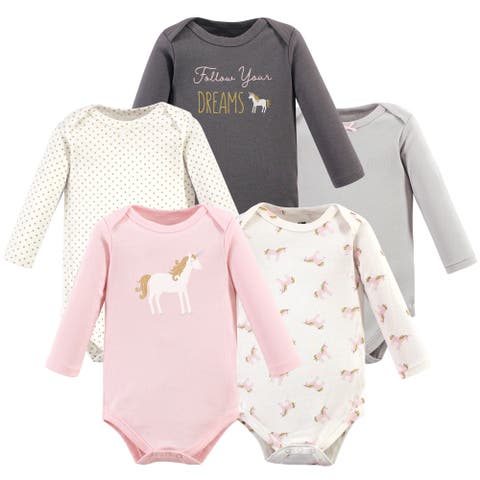 Soft Cotton Long-Sleeve Bodysuits (Five Count) (Baby)