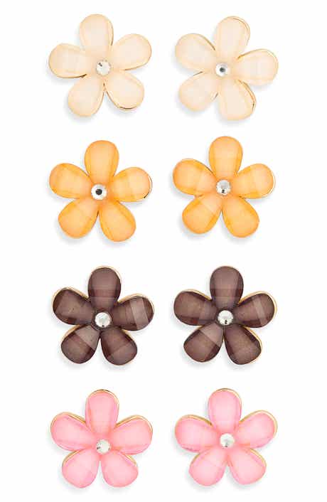 NATASHA 4-Pack Flower Stud Earrings