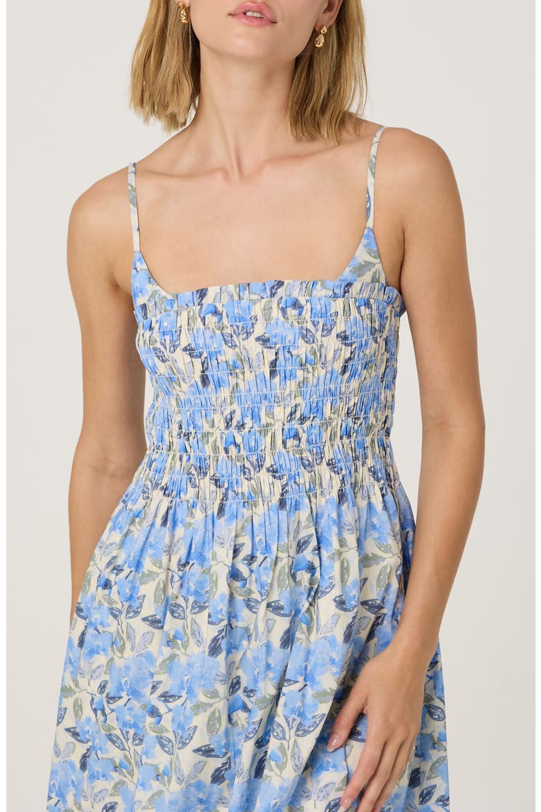 Floral Print A-Line Dress, Alternate, color, BLUE CREAM FLORAL