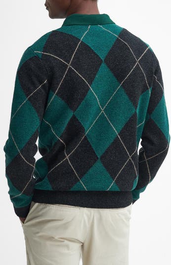 Vintage Barbour outlets Mens Green Blue Argyle Crewneck Cashmere Sweater Size Large