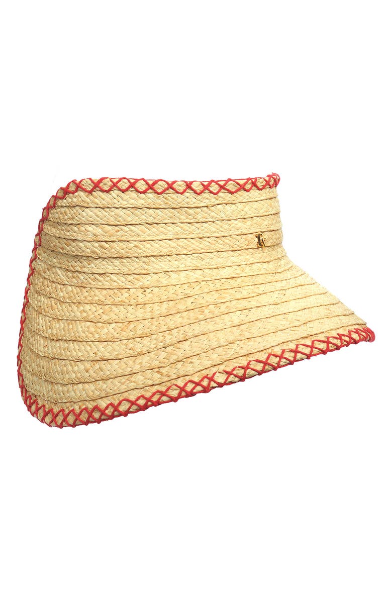 Frances Valentine Rollable Wide Brim Straw Visor, Alternate, color, Beige/ Red