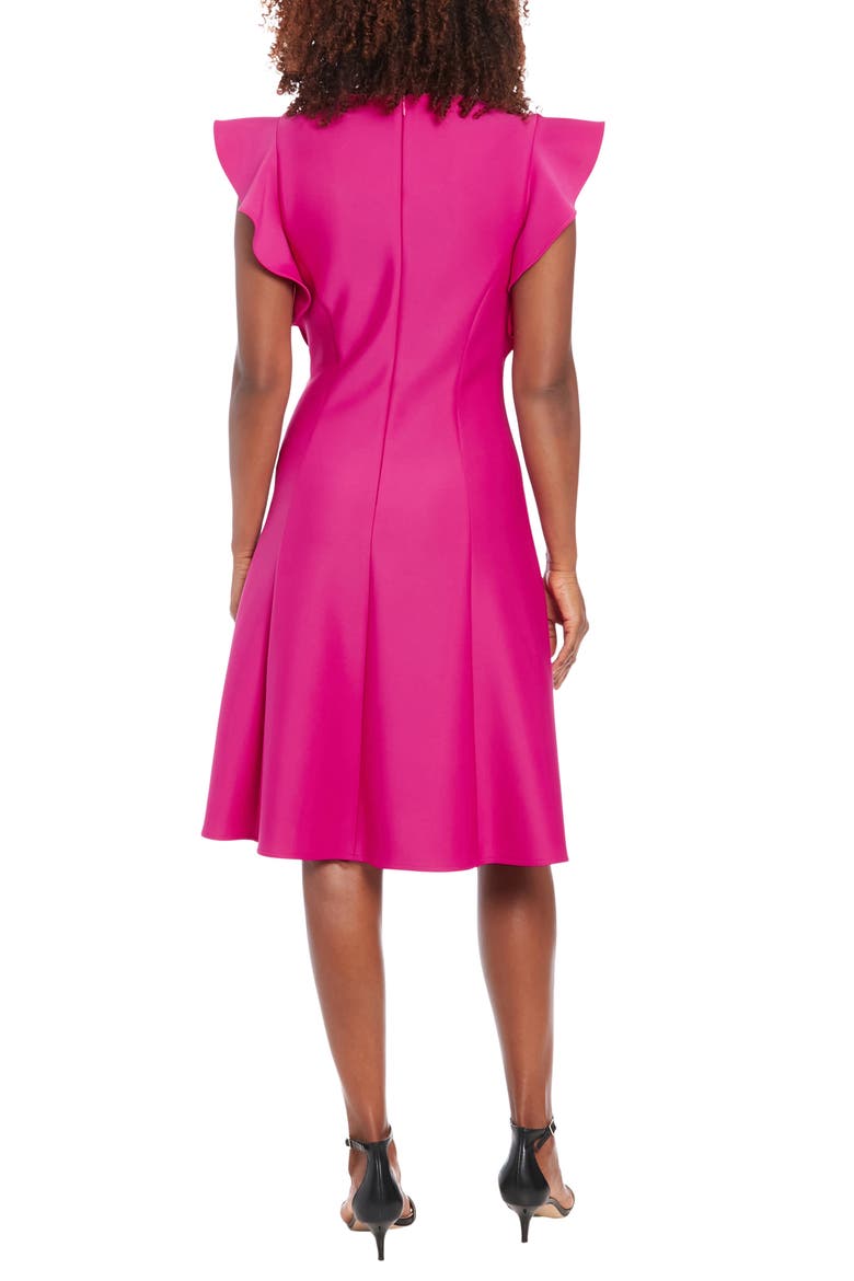 Ruffle Sleeve Fit & Flare Dress, Alternate, color, FUCHSIA