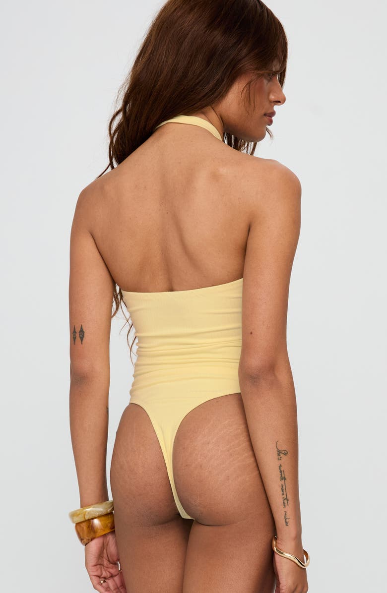 Princess Polly Dulce Vita Rib Bodysuit, Alternate, color, Lemon