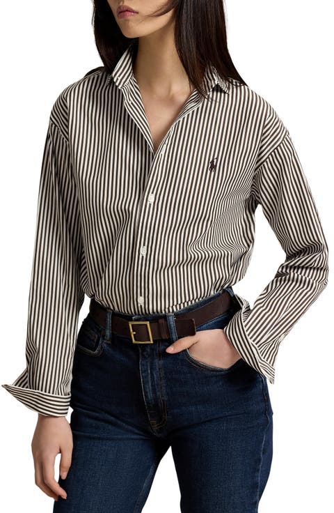 Stripe Relaxed Fit Cotton Button-Up Shirt