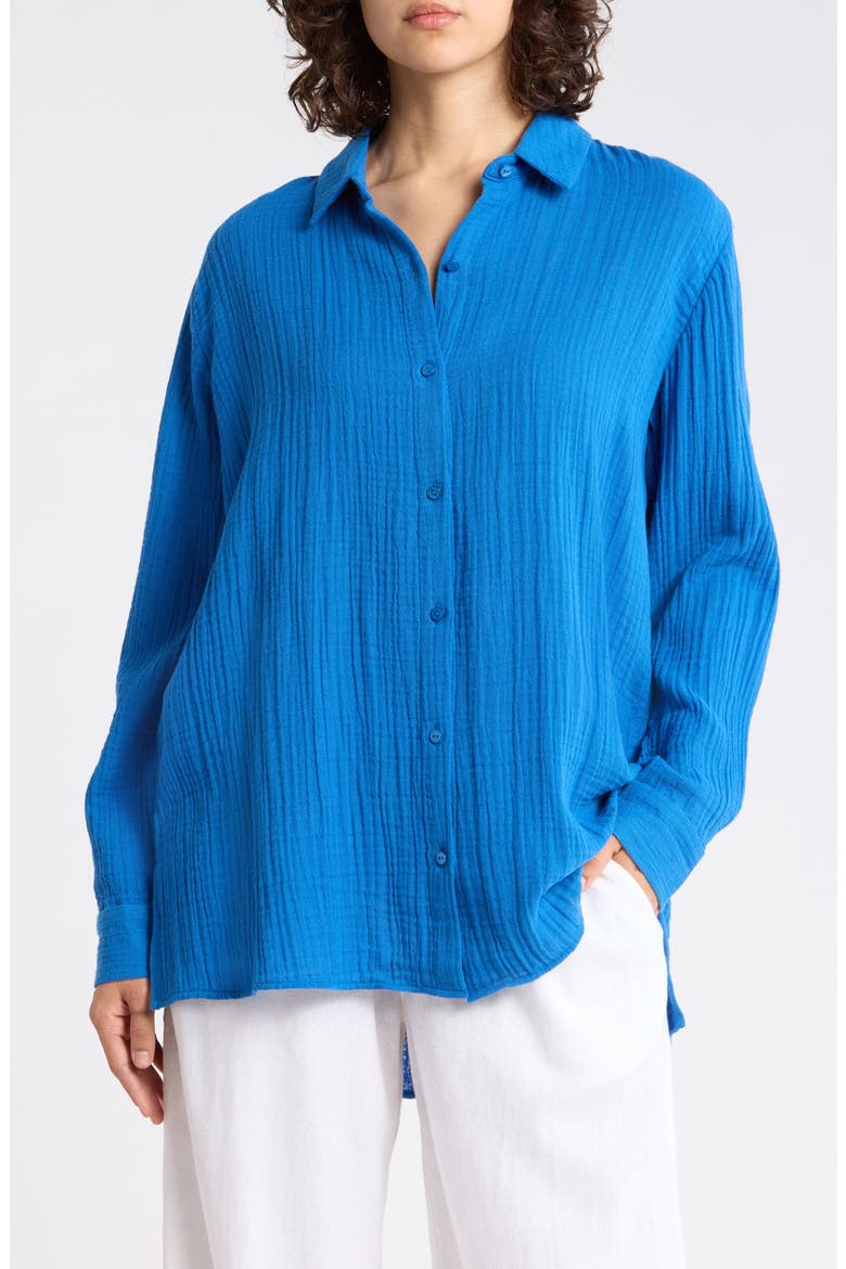 Classic Collar Button-Up Shirt, Main, color, BLUEBIRD