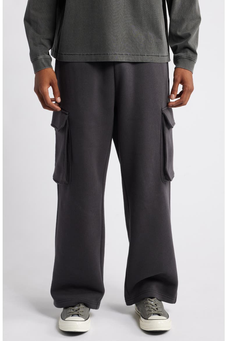 Fleece Cargo Pants, Main, color, BLACK FADED