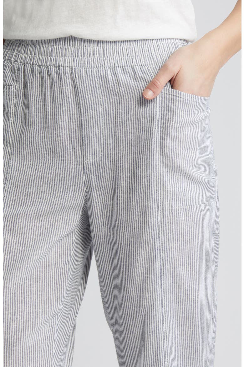 Pull-On Linen Blend Pants, Alternate, color, BLUE VINTAGE- WHITE LEAH STP