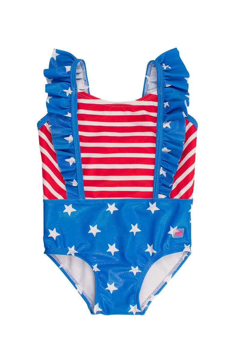 Baby Girls UPF50+ Pinafore One Piece, Main, color, Shimmer Stars & Stripes