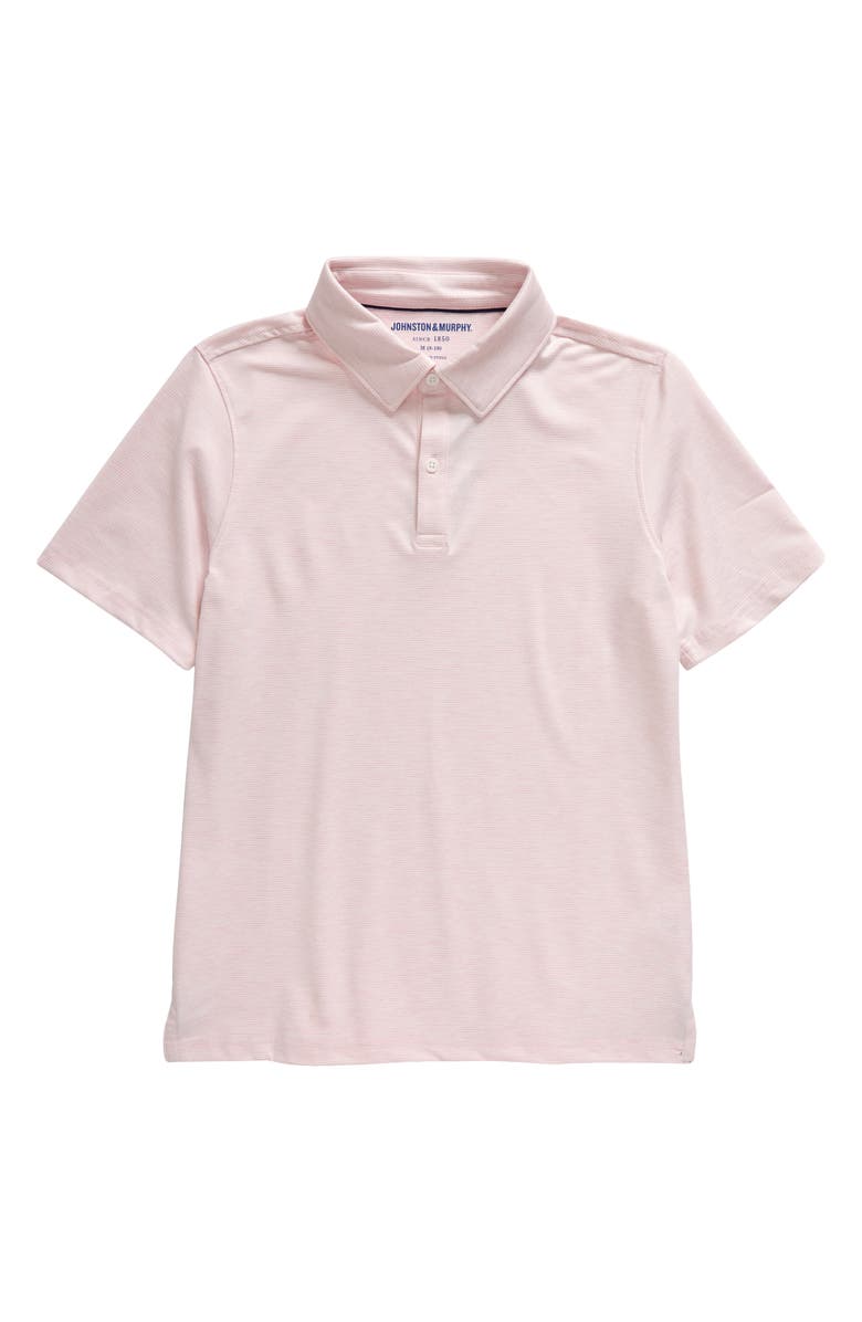 Johnston & Murphy Kids' Micro Stripe Polo, Main, color, Pink