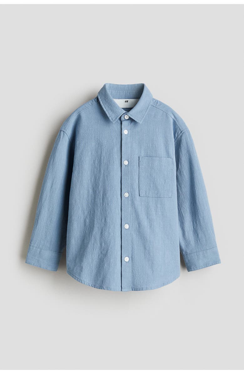 H&M Loose-fit Textured Cotton Shirt, Main, color, Blue