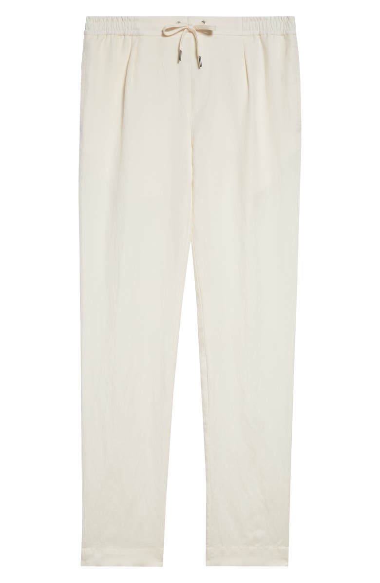 Ralph Lauren Purple Label Dorset Drawstring Silk & Linen Pants, Alternate, color, Classic Cream
