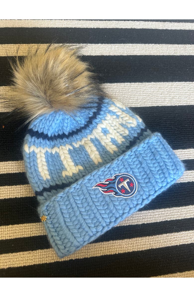 Lele Sadoughi Sky Titans Nfl Beanie With Faux Fur Pom, Alternate, color, Sky 400