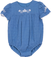 Charlotte & George Criss Cross Flower Embroidered Cotton Bubble