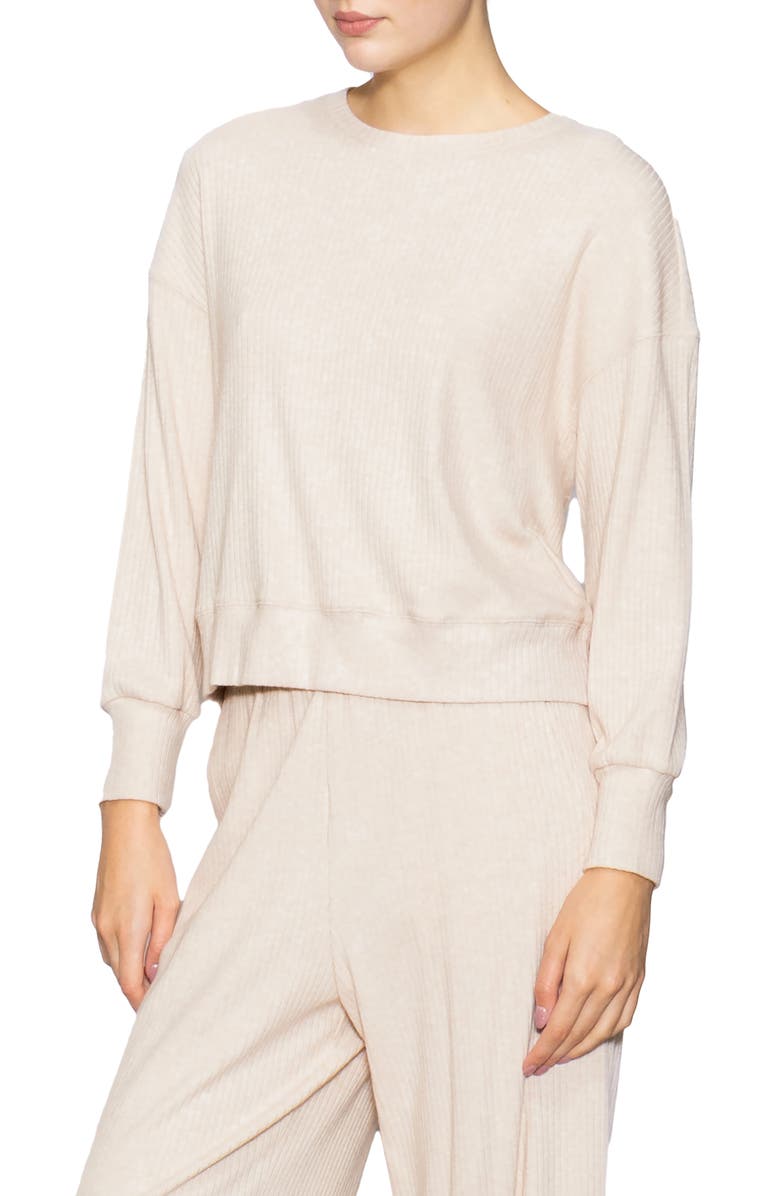 MELLODAY Relaxed Rib Top, Alternate, color, Heather Taupe