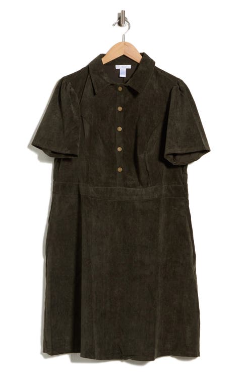 Short Sleeve Corduroy Minidress