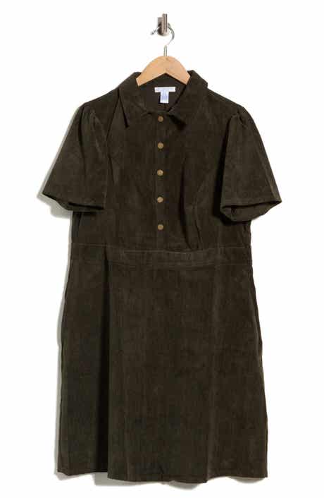 Short Sleeve Corduroy Minidress