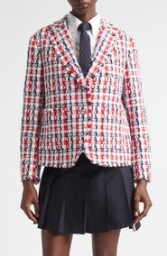 Thom Browne Shrunken Semi Semiconstructed Bouclé Tweed Sport Coat
