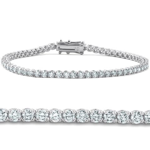 5 Carat TW Round Cut Lab Grown Diamond Tennis Bracelet 14k Gold Lab Grown