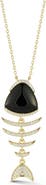 GLAZE JEWELRY Black Agate & Cubic Zirconia Fish Pendant Necklace