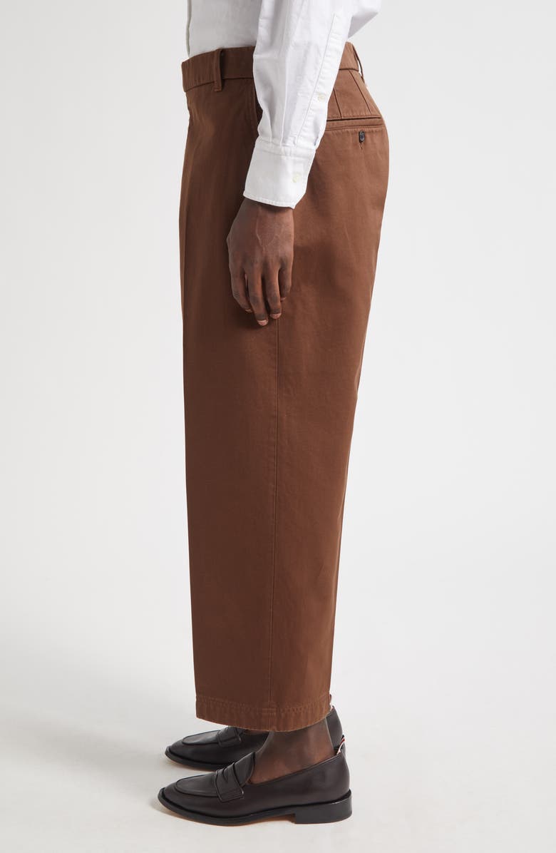 Thom Browne Cotton Twill Crop Chinos, Alternate, color, Brown