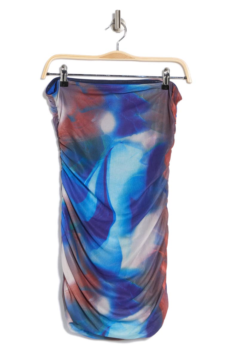 Micah Strapless Mesh Minidress, Alternate, color, BLUE MULTI