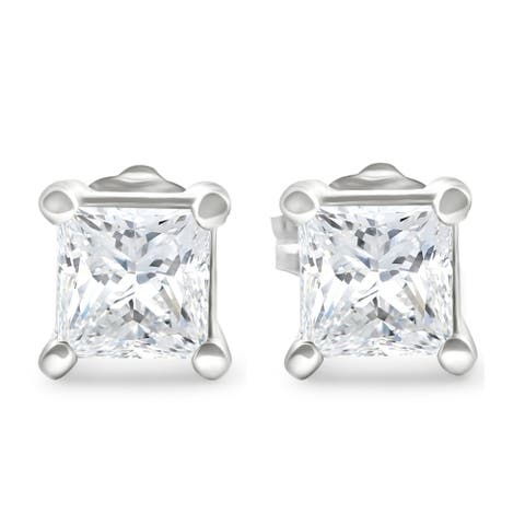 1 1/4Ct Princess Cut Diamond Studs in 14k or Gold Lab Grown