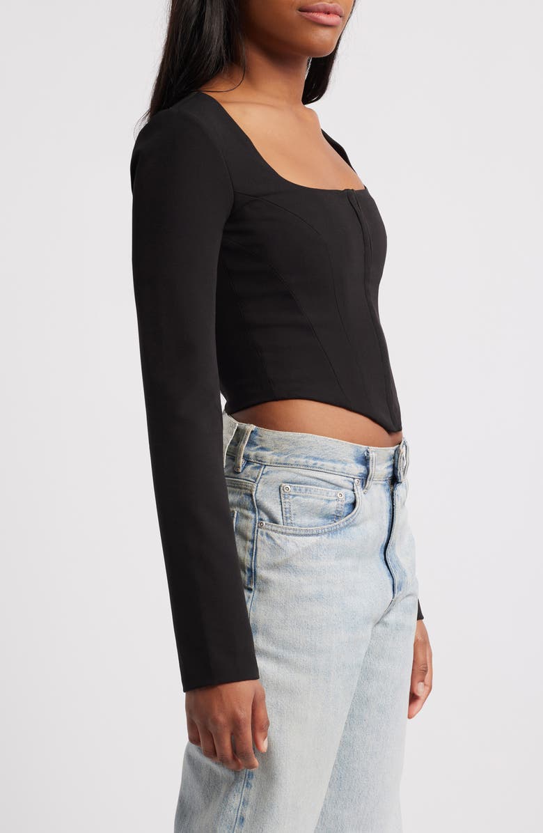 Mistress Rocks Long Sleeve Corset Top, Alternate, color, Black