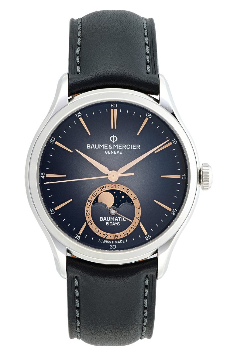 Clifton Automatic Moon Phase Bracelet Watch, 42mm, Main, color, LACQUERED GRAY