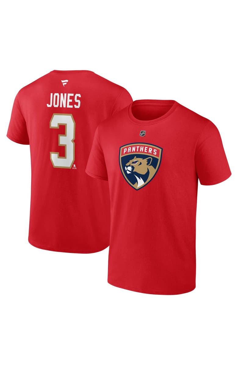 FANATICS Men's Fanatics Seth Jones Red Florida Panthers Authentic Stack Name & Number T-Shirt, Main, color, Red