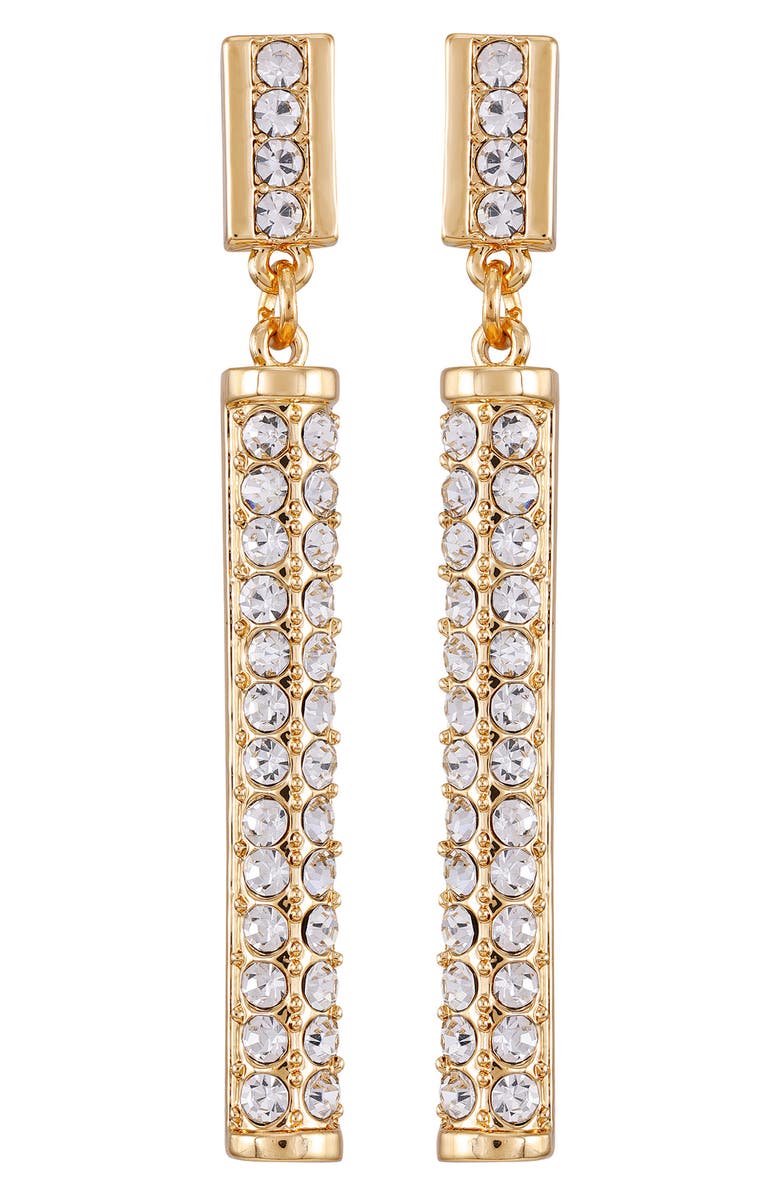 Vince Camuto Pavé Crystal Drop Earrings, Alternate, color, Gold Tone