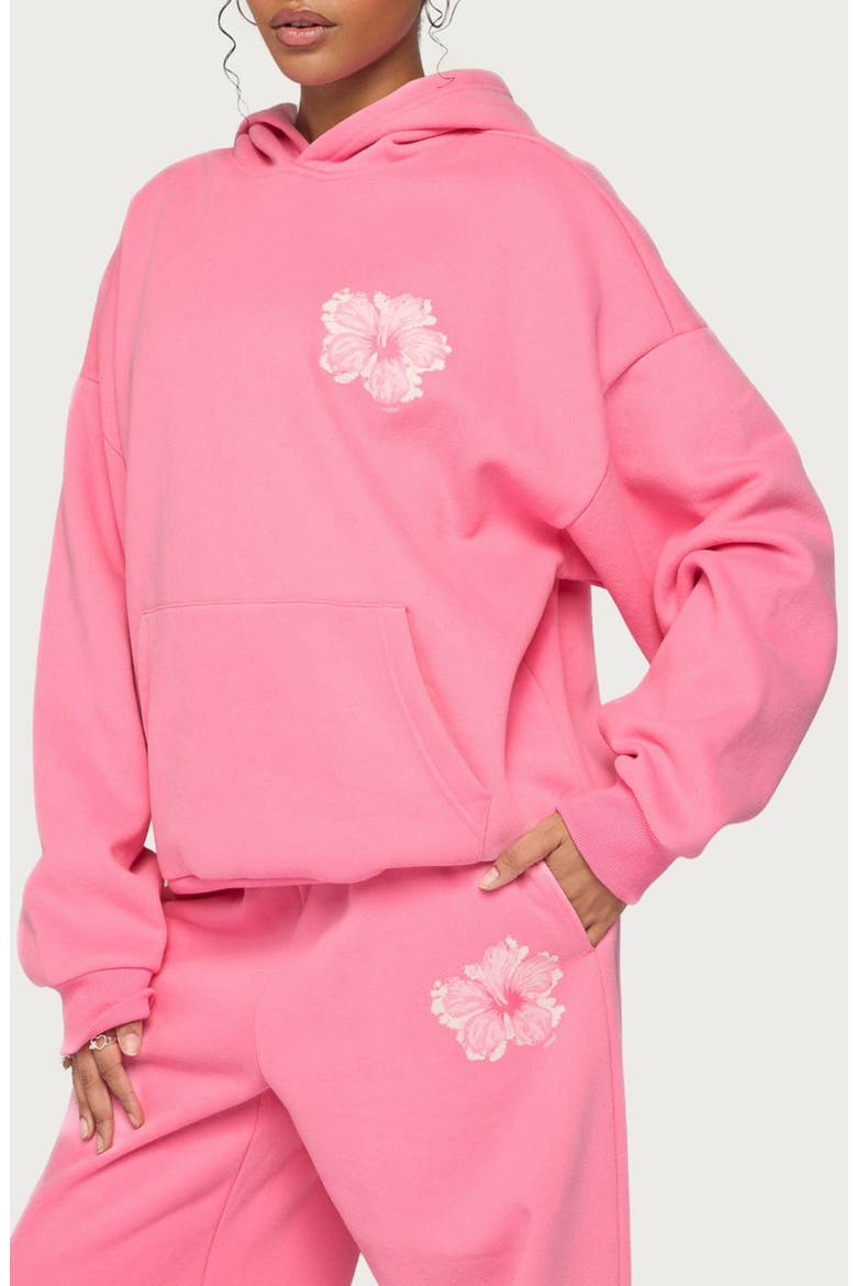 Tropical Bloom Hoodie, Alternate, color, HOT-PINK