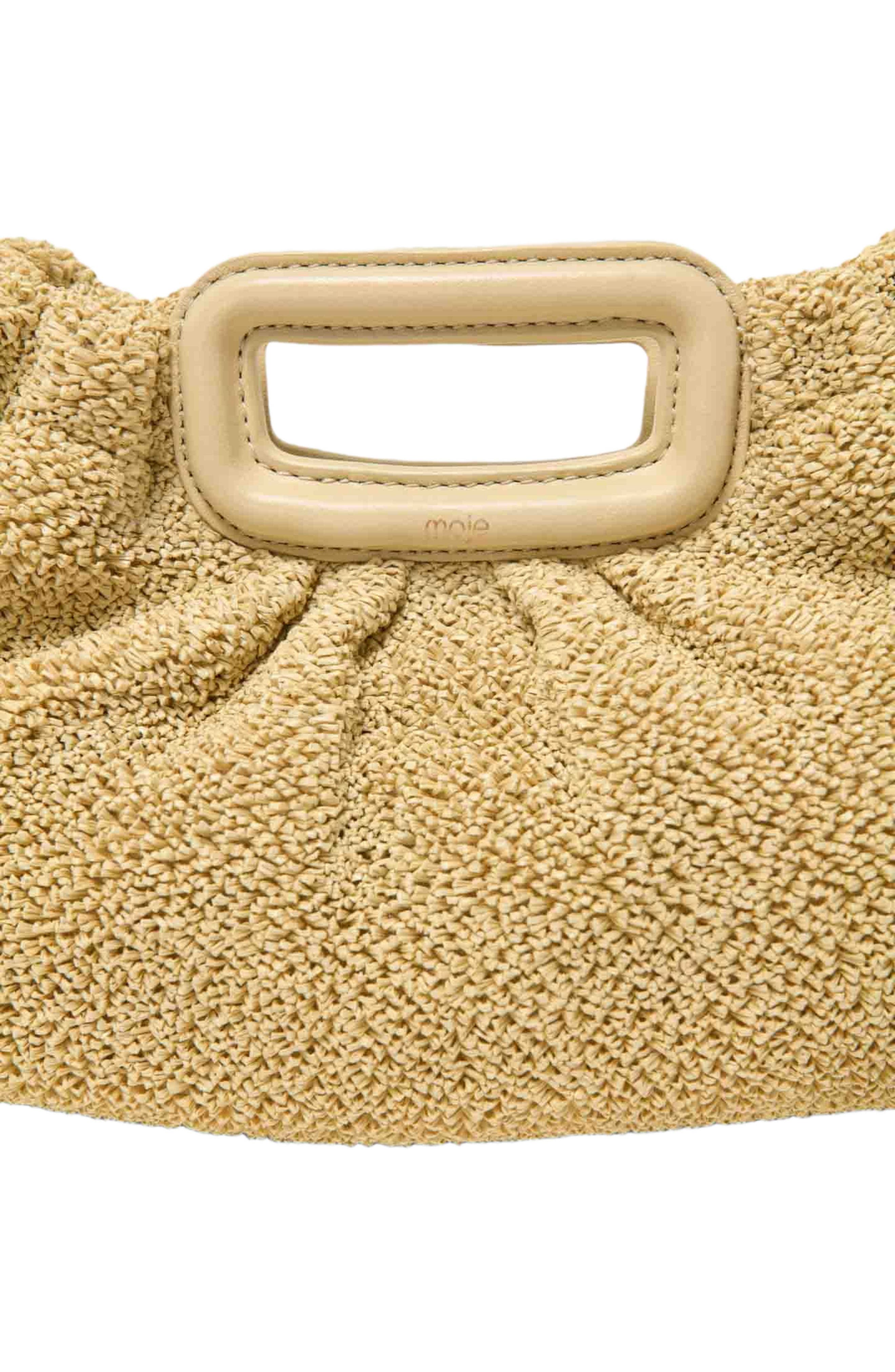 maje Mipli bouclé effect clutch bag, Alternate, color, Sand