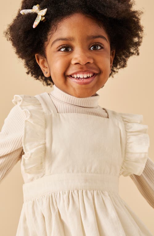 Mori Corduroy Pinafore Dress In Ecru