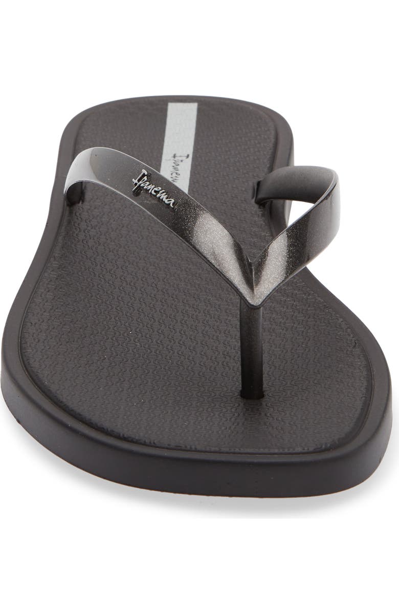 Ipanema Solar Color Flip Flop, Alternate, color, Black/ Metallic Black