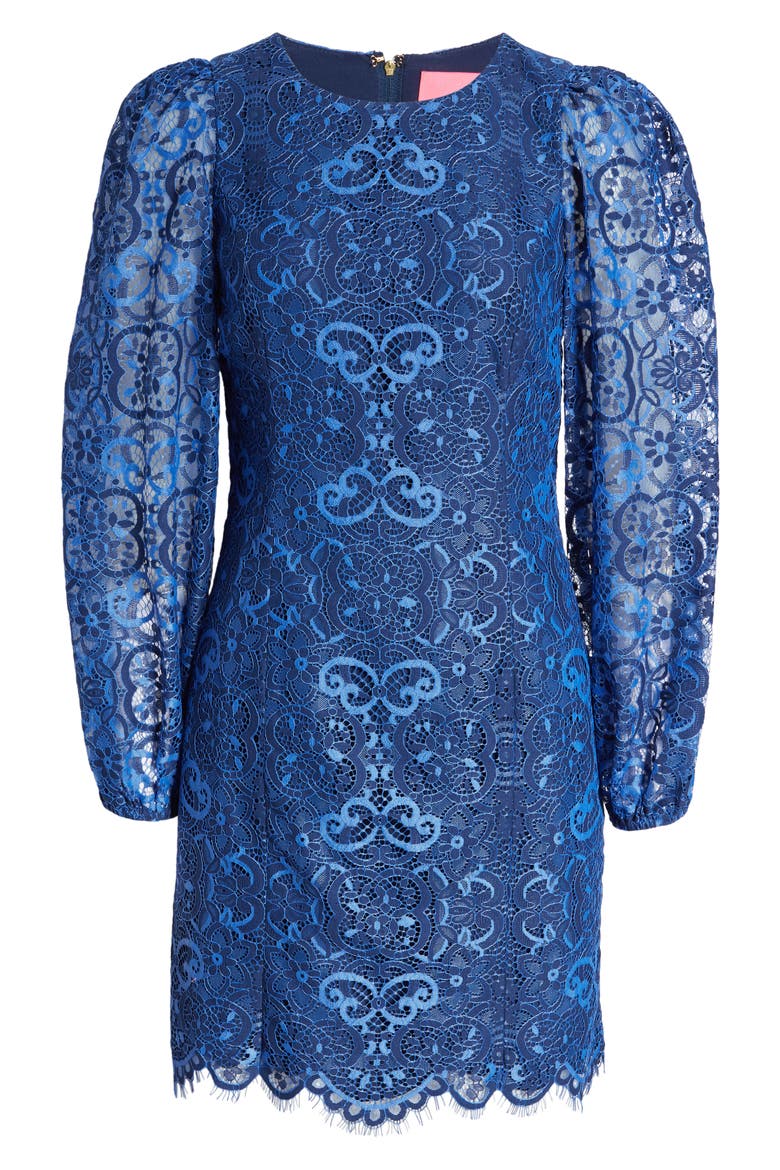 Georgi Lace Long Sleeve Dress, Alternate, color, BOCA BLUE TWO TONE