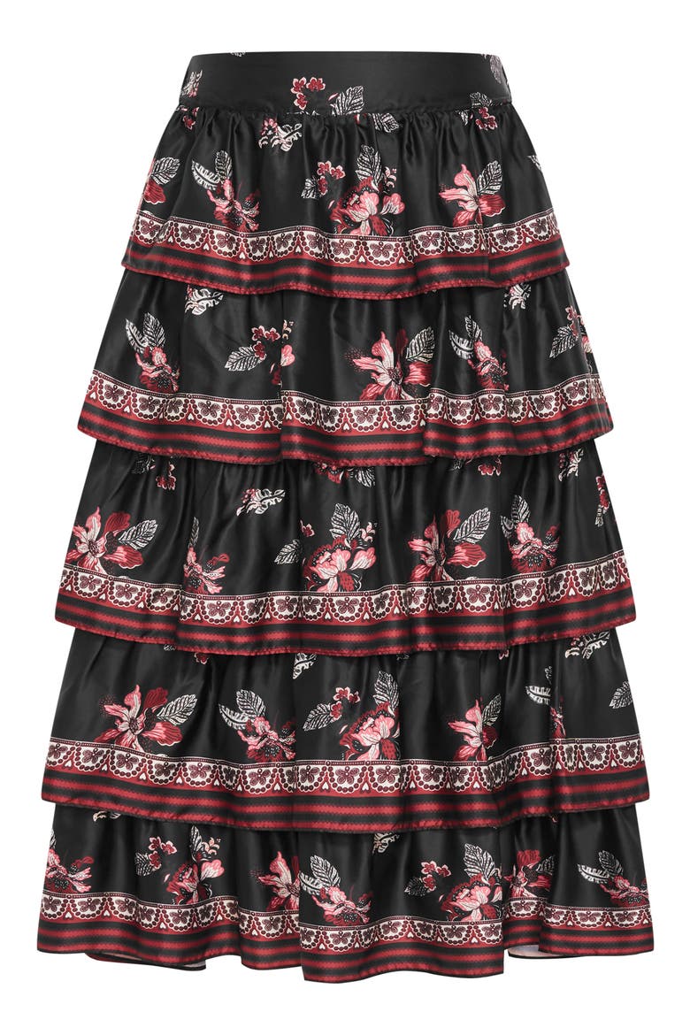 Drama Floral Ruffle Tiered Maxi Skirt, Alternate, color, FLORAL