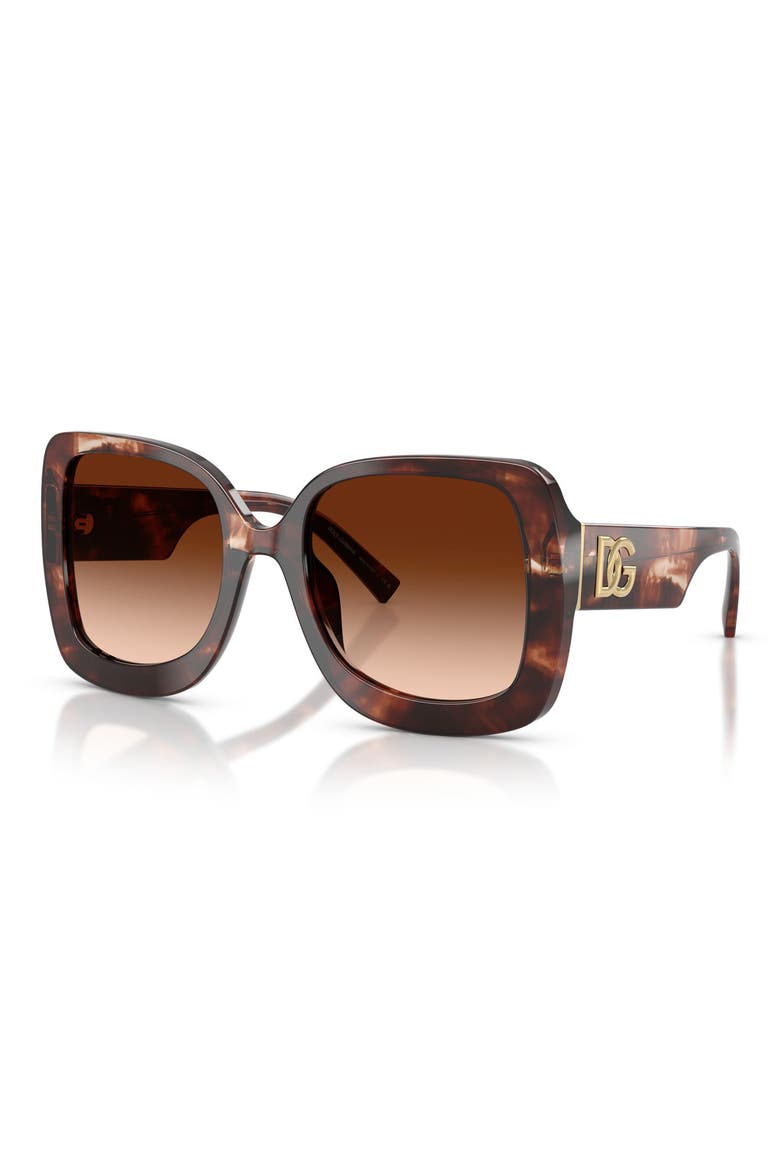 55mm Gradient Square Sunglasses, Alternate, color, DARK RED HAVANA / BROWN