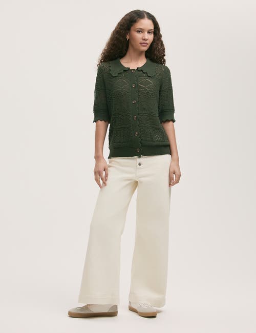 Finery London Marlowe Short Sleeve Crochet Cardigan In Brown