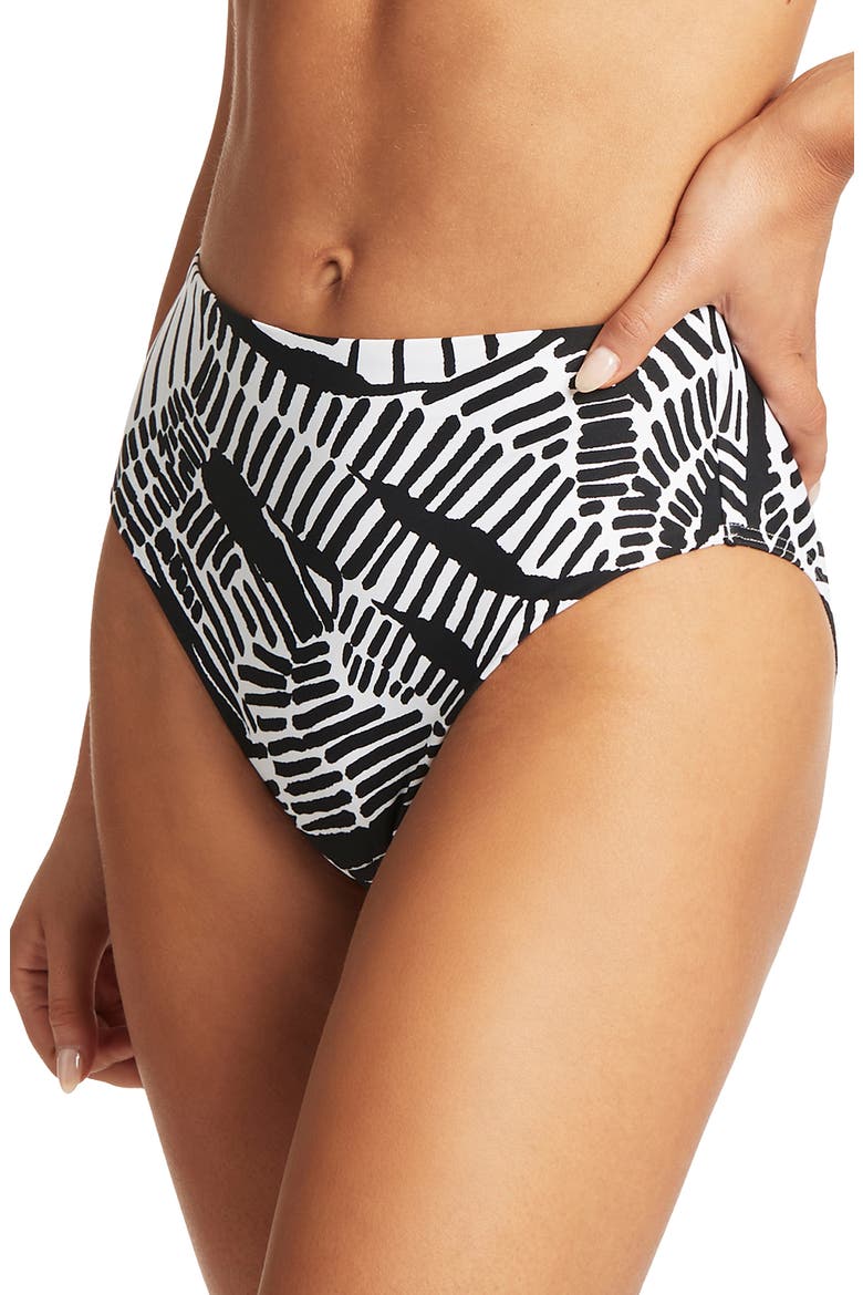 Retro High Waist Bikini Bottoms, Alternate, color, BLACK