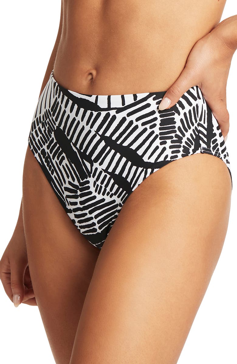 Sea Level Retro High Waist Bikini Bottoms, Alternate, color, 