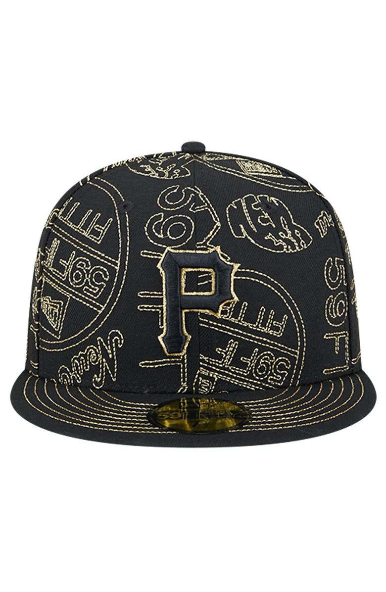 New Era Men's New Era Black Pittsburgh Pirates 59FIFTY Day Allover Fitted Hat, Alternate, color, Black