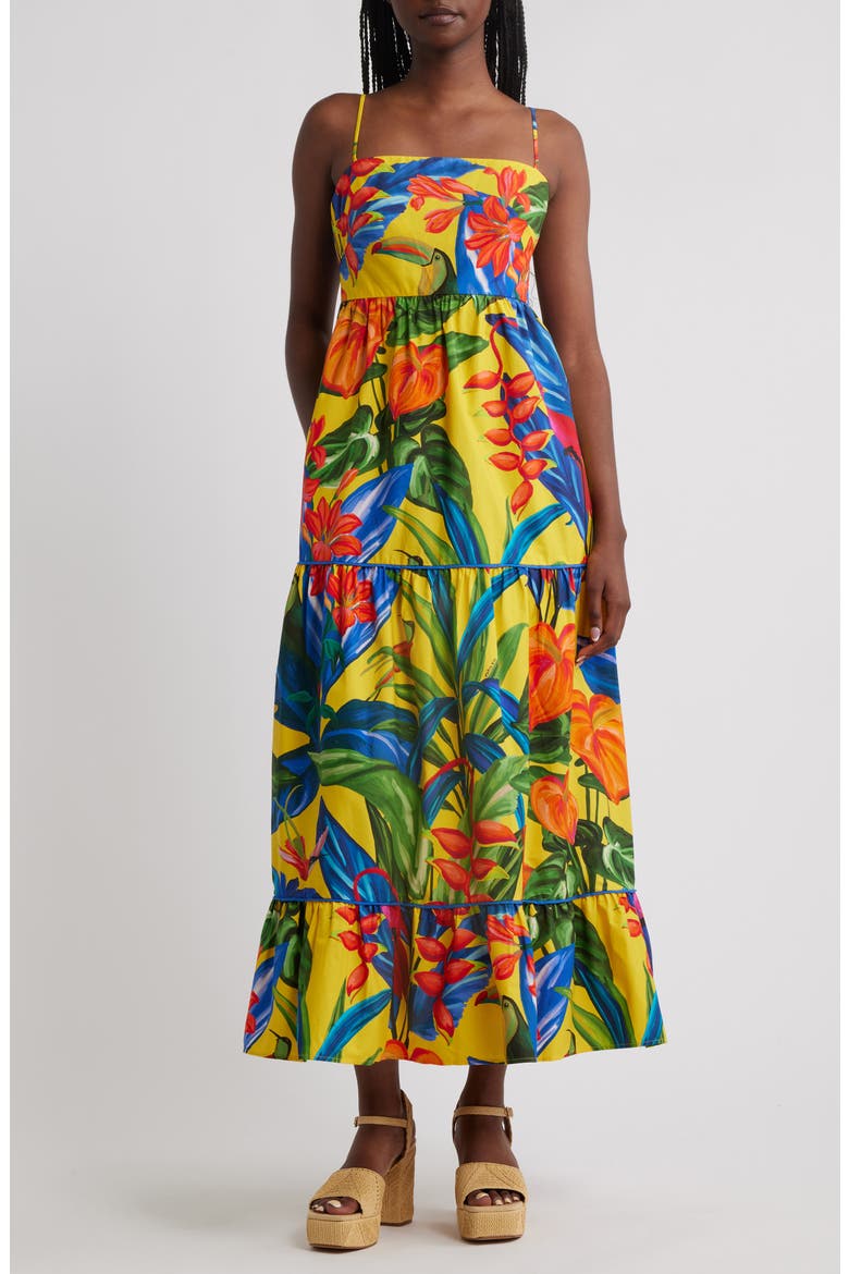 Bright Nature Maxi Sundress, Main, color, YELLOW