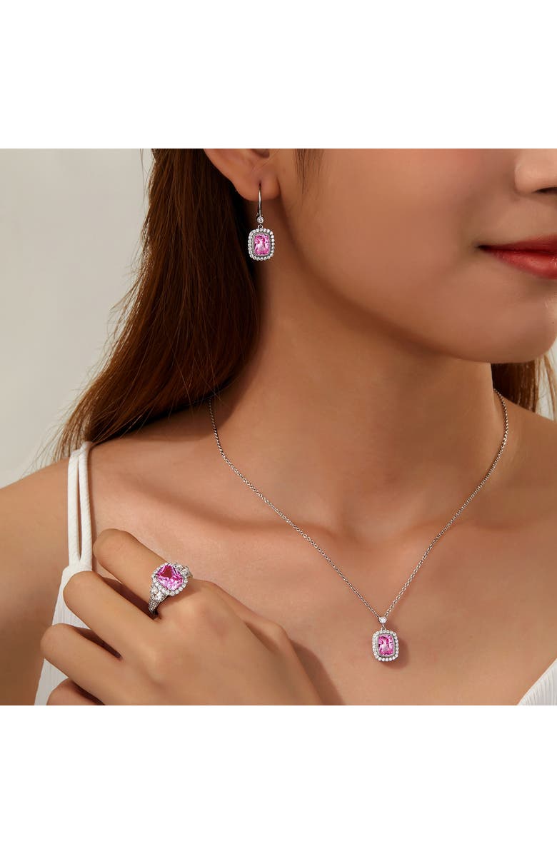 Lafonn Fancy Lab Created Sapphire & Simulated Diamond Pendant Necklace, Alternate, color, Pink