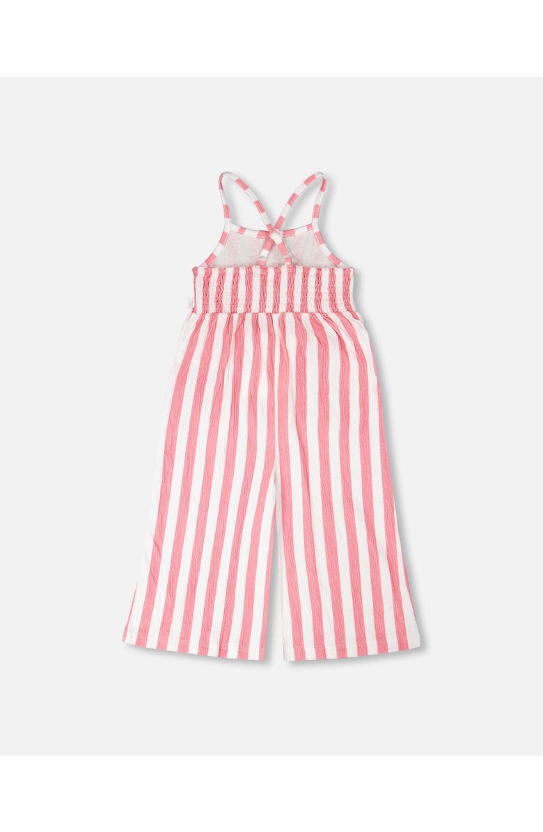 Deux par Deux Crinkle Jersey Stripes Jumpsuit, Alternate, color, White & Pink Stripes