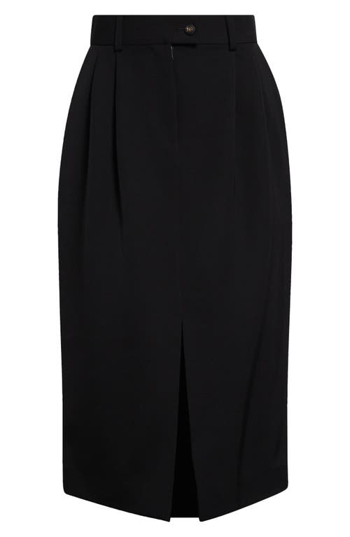 Dolce & Gabbana Dolce&gabbana Pleated Virgin Wool Pencil Skirt In N0000 Nero